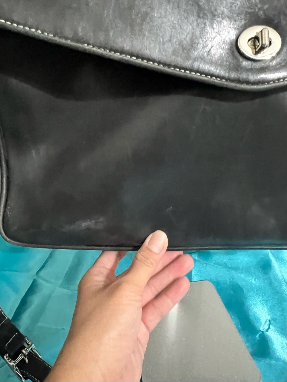 Vintage Coach Y2K Black Leather Top-Handle Messenger Bag - Laptop bag - Picture 12 of 13